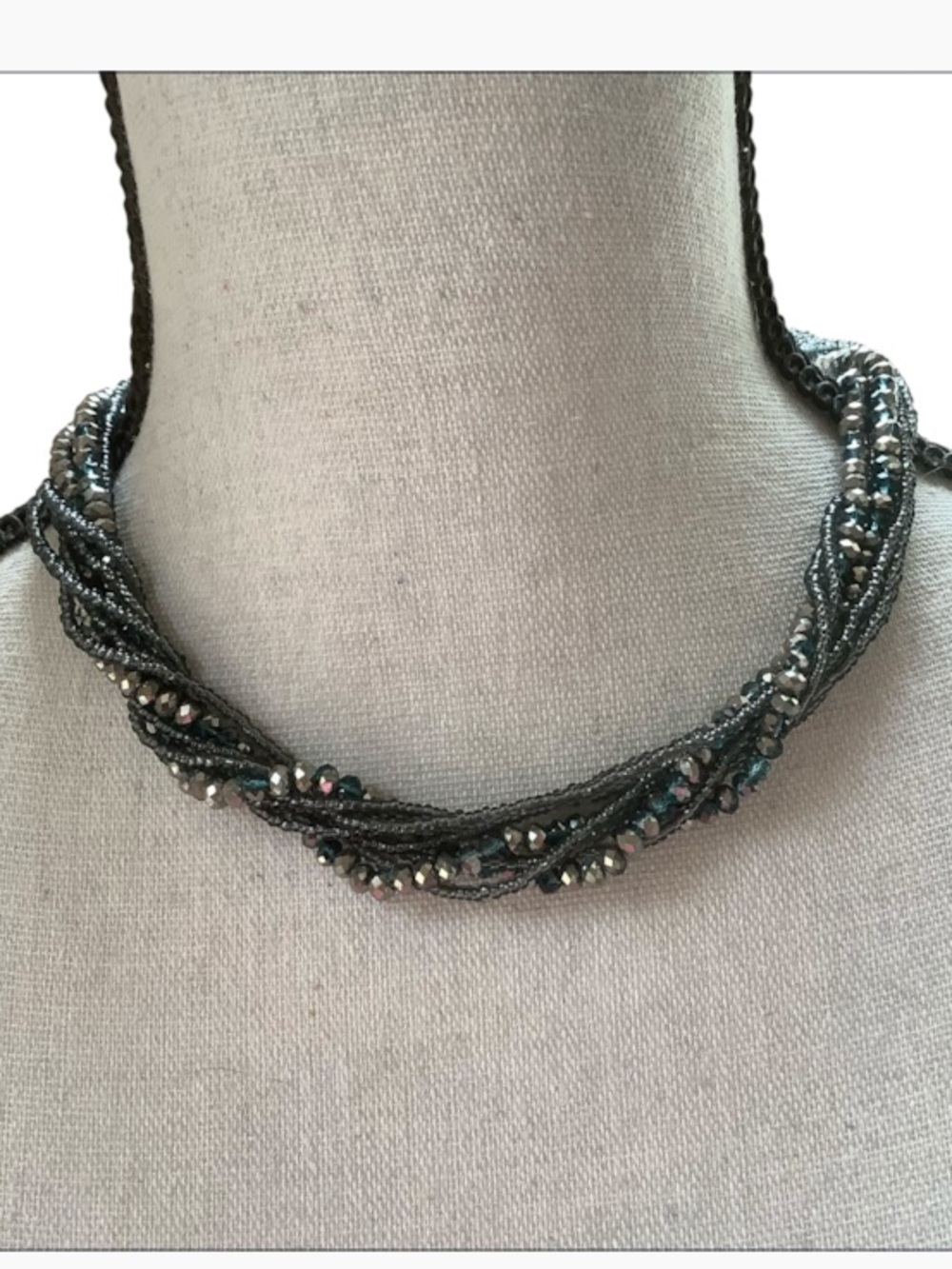 Premier Designs Beaded Twisted Multi-Strand Necklace - Gray